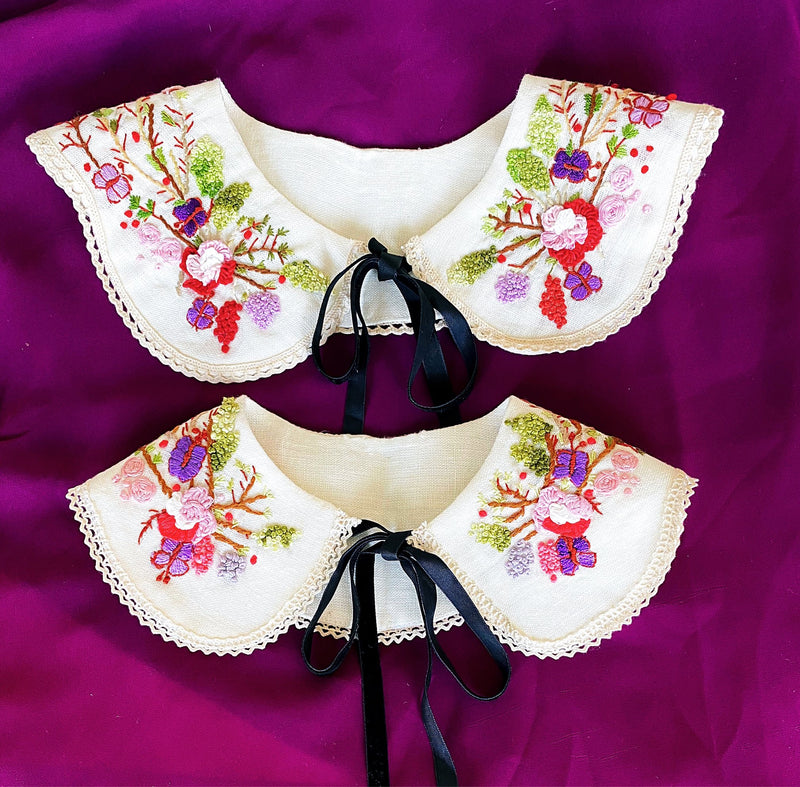 Enchanted Butterfly Hand Embroidered Collar for Mama