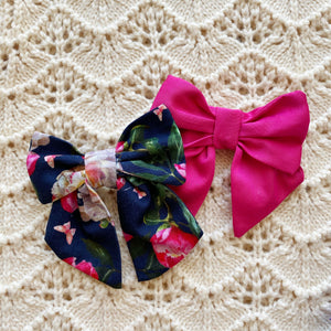 Hot Pink Bow Hair clip - Handmade with love