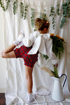 Inverness shorts in red tartan