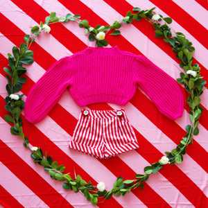 Paris Cropped Sweater in Hot Pink - Hand Knitted