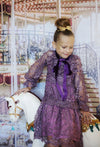 Vienna Dress in Lilac Lace with Velvet Bow