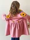 Umbria Coat in Blush Pink with Crocheted Sunflowers