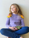 Valensole Hand-Knitted Sweater in Lilac with Sunflower Crochet