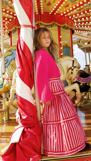 Paris Striped Skirt in Candy Cane Print
