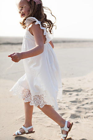 Positano Dress in White with lace details