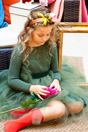 Florence Knit Tutu Dress in Forest Green