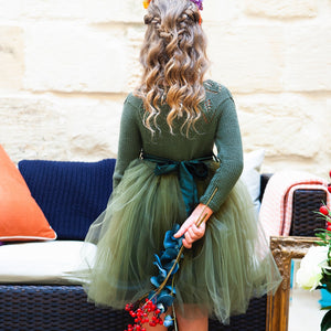Florence Knit Tutu Dress in Forest Green
