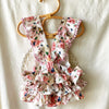 Cannes Romper in Butterfly Floral Fabric with star lace details