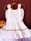 Mellieha Dress in White with Metallic Lurex Crochet