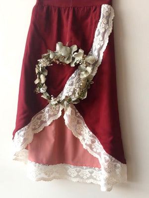 Vulcano Reversible Skirt in Burgundy and Terracotta Pink