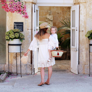 Parisienne Off-Shoulder Mama Dress in Vanille